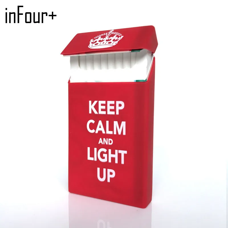 

Keep Calm 10.5*5.8*1.4CM Silicone Lady Slims Cigarette Case Smoking Accessories 20 Cigarettes Box Cigarette Holder Tobacco Box