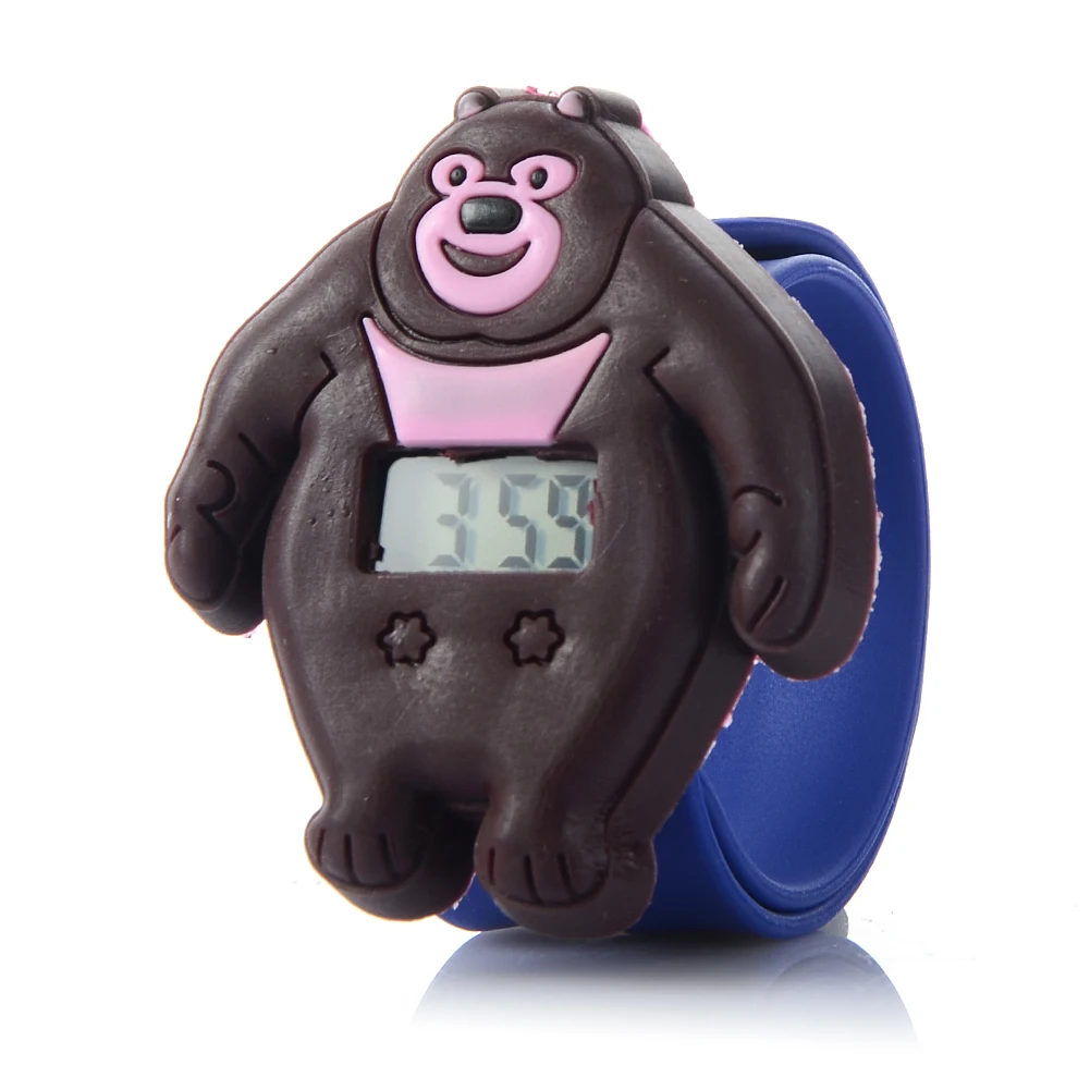 3D Детские Мультяшные часы, прекрасный силиконовый ремешок, Повседневные детские часы с животными, креативные кварцевые наручные часы, рождественский подарок - Цвет: bear