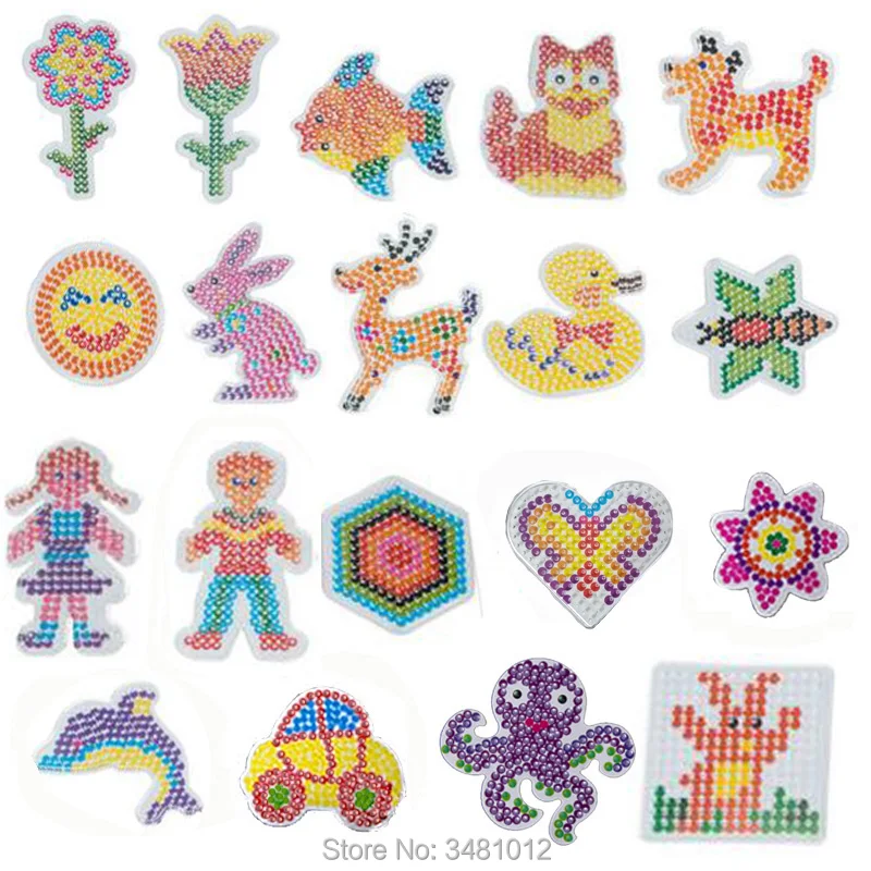 

2pcs/bag Hama Beads 5mm DIY Clear Pegboard Colored Pictures Jigsaw Perler Beads Puzzles EVA Peg boards Kids Toys for Children