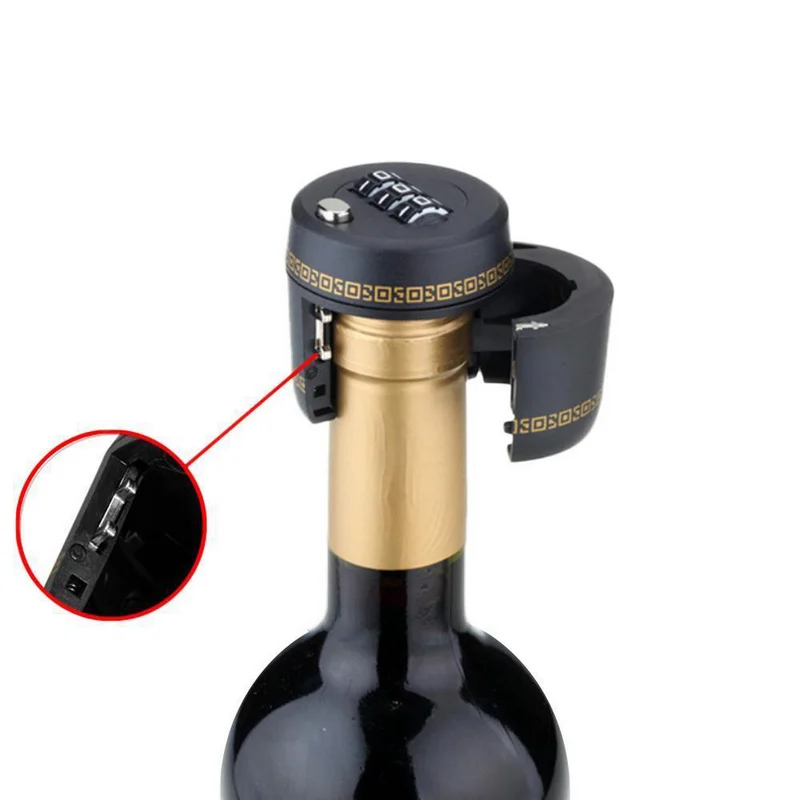 Bar Wine Cellar Professional Plastic Wine Liquor Bottle Lock Password Combination Lock Home Wine Stopper Plug Device Accessories