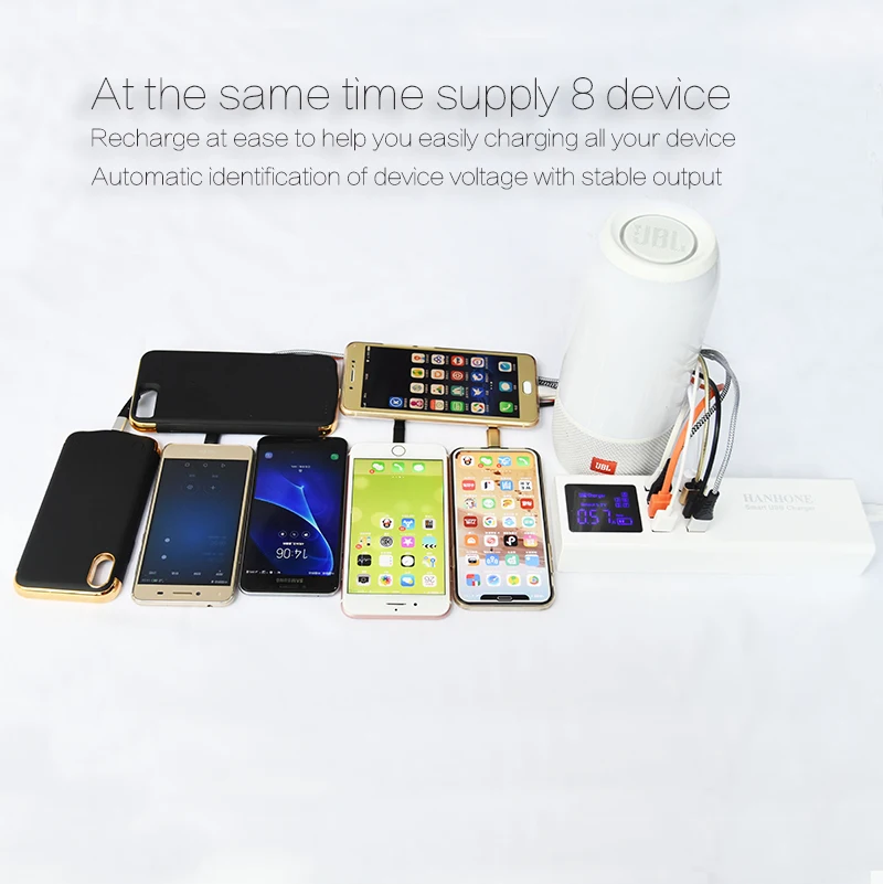 Smart USB Charger 8 USB Ports Led Display US EU UK Plug Travel AC Power Strip Adapter Socket For Cellphone Tablet Chargers (2)