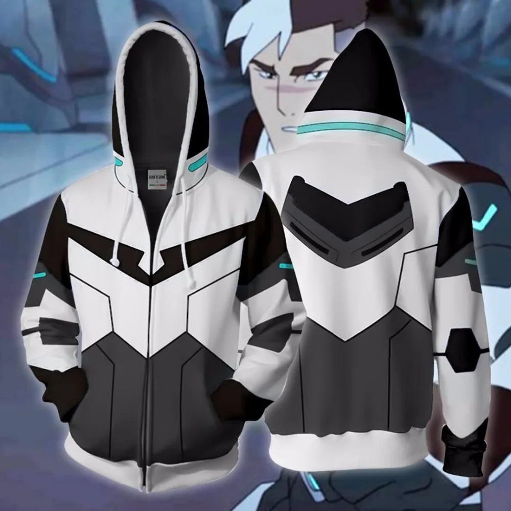 

Fall/winter 2019 new 3d-printed Shiro Voltron legendary linebacker Cosplay zip hoodie jacket suit top