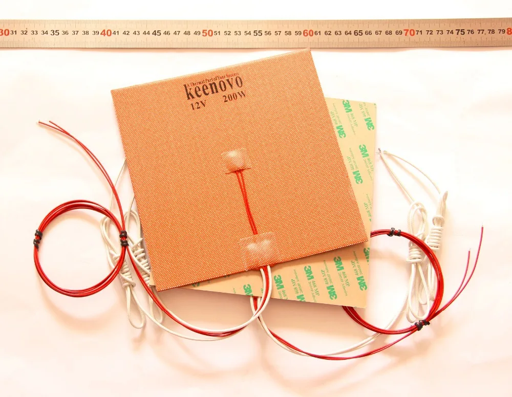 

200X200mm,200W@12V, w/ NTC 100K Thermistor,Keenovo Silicone Heater Cube Prusa i3 RepRap 3D Printer Heater,Heatbed, Best Quality