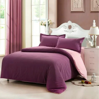 

Fashion bedding plain Simple Style four-piece set Solid color bed linen quilt cover home textile set of 4 bedding