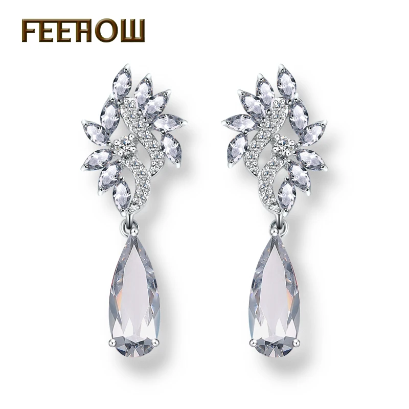 Feehow New Arrival Marquise Cubic Zirconia Dangle Drop Earrings Feehow New Arrival Marquise Cubic Zirconia Dangle Drop Earrings Sliver Color Fashion Jewelry For Women Party Fwep078 In From