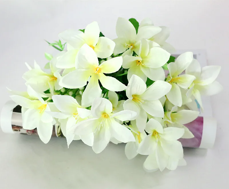 Flone Multicolor Artificial Lily Flower Fake Plastic Silk Flowers Bridal Bouquet Wedding Wreath Home Party Decor Art Floral (10)