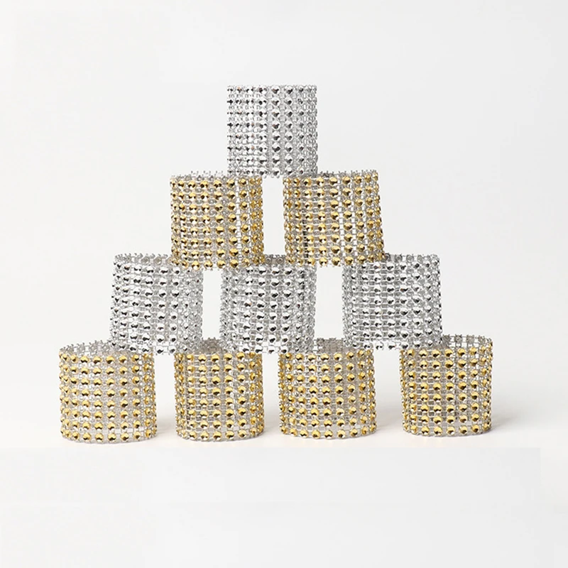 

6pcs Napkin Ring Chairs Buckles Wedding Event Party Decoration Glitter Crafts Rhinestone Bows Holder Handmade Napkin Ring