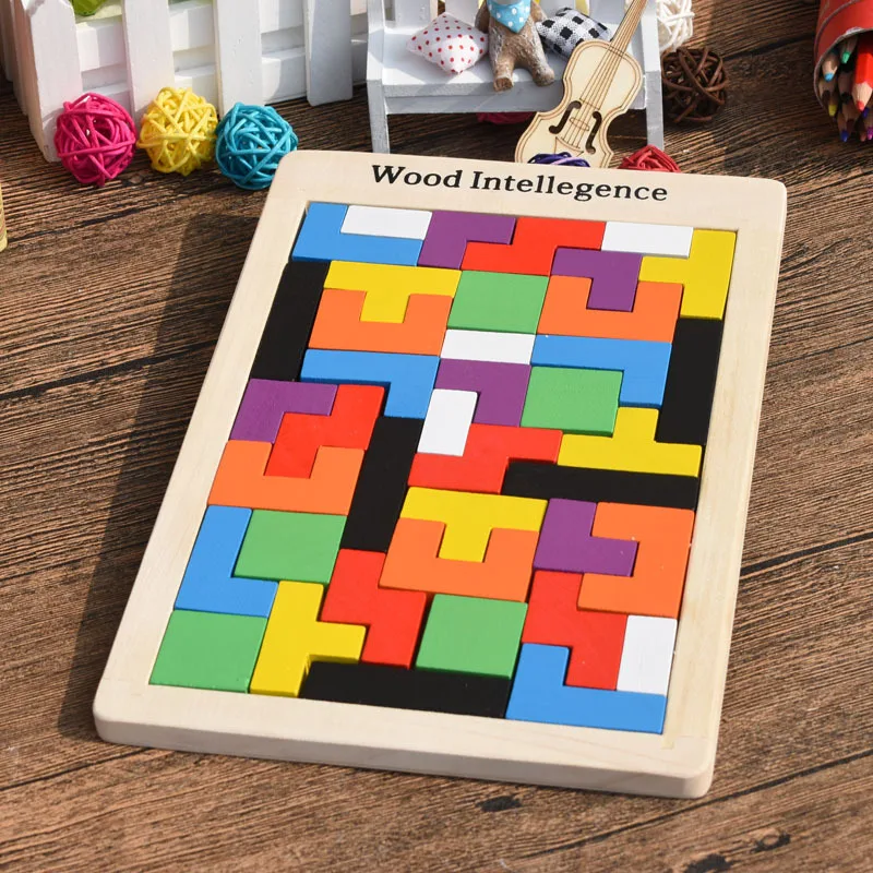 

Children's Diy Three-dimensional Puzzle Building Puzzle Baby Colorful Tetris Wooden Puzzles Toys Toddlers Early Educational Toys