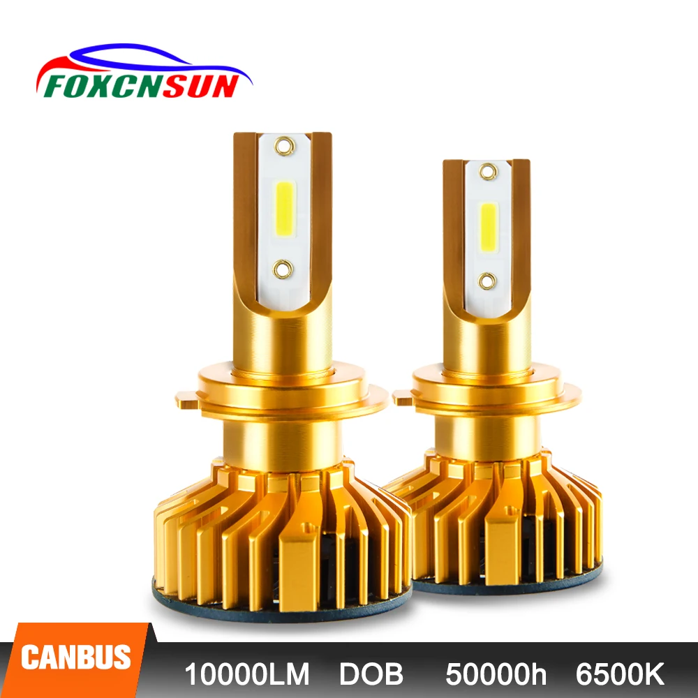 Beste Foxcnsun 2 stks H7 LED H4 Auto koplamp H1 H3 H11 H7 9005 9006 72 w 10000lm Auto Hi Lo beam H8 H9 HB4 HB3 6500 k CANBUS DOB Chip 12 v