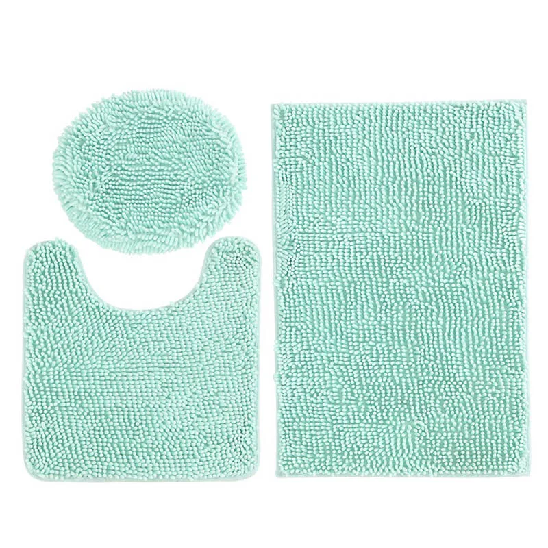 Light green 1 комплект прекрасный горячий коврик для унитаза квадратный круглый u-образный синель Противоскользящие коврики для ванной комнаты LXY9 - Цвет: Light green
