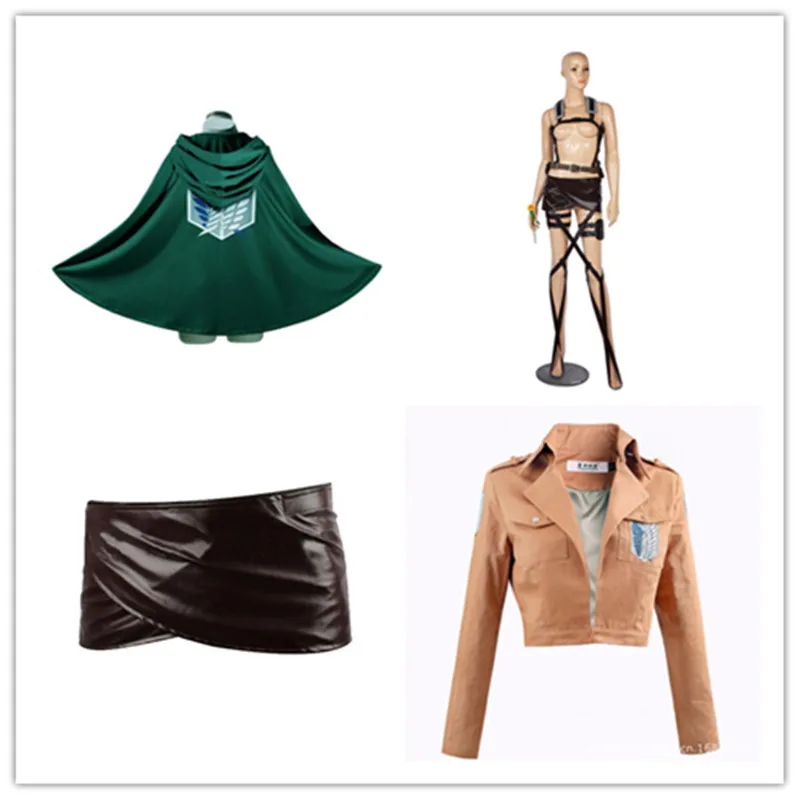 

Hot Anime Attack on Titan Cosplay Costumes Coat Skirt Cloak Belt Group Eren Mikasa Scout Regiment Clothing Helloween Party Gift