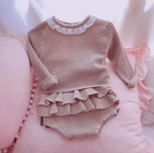 2019 Autumn Winter Girls Knit Set Ruffles Baby Girl Boys Suit Kids Clothes | Мать и ребенок
