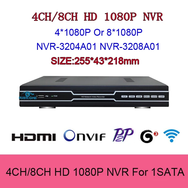 

H.264 HDMI VGA Network Video Recorder Full HD 1080P CCTV NVR 4CH 8CH NVR For IP Camera ONVIF  4 Channel 8 Channel NVR 720P
