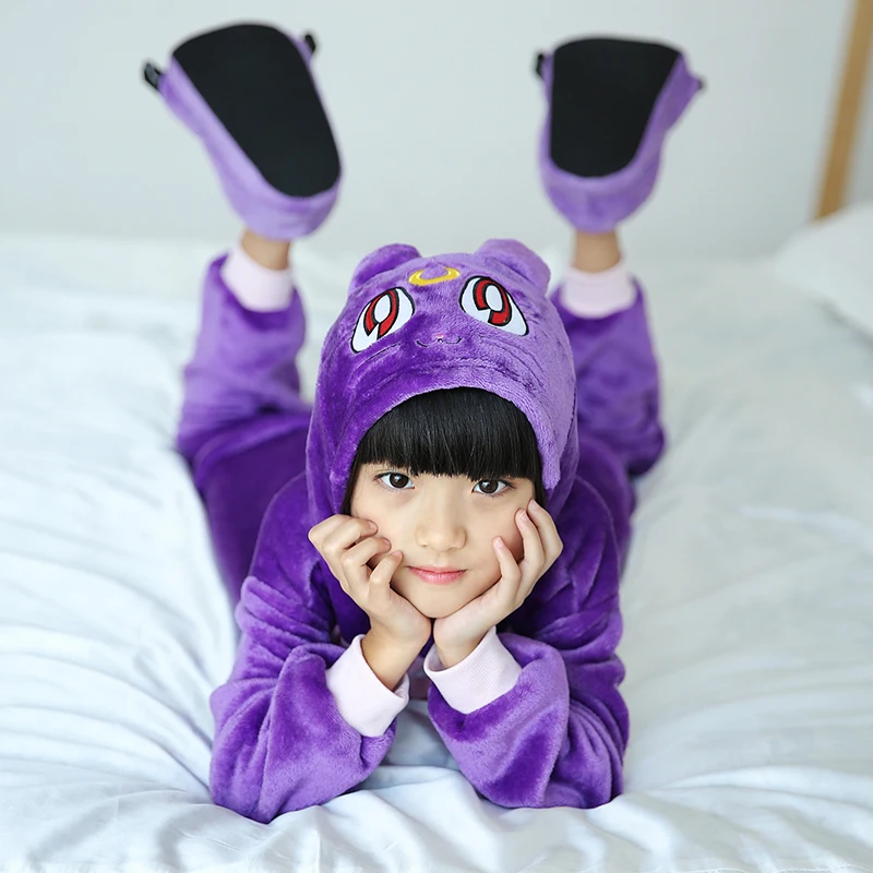 Kigurumi/Детская Пижама с рисунком кота; Детский костюм для девочек и мальчиков; одежда для сна; Детский комбинезон с рисунком аниме; Onesie Animal4, 6, 8, 10, 12 лет