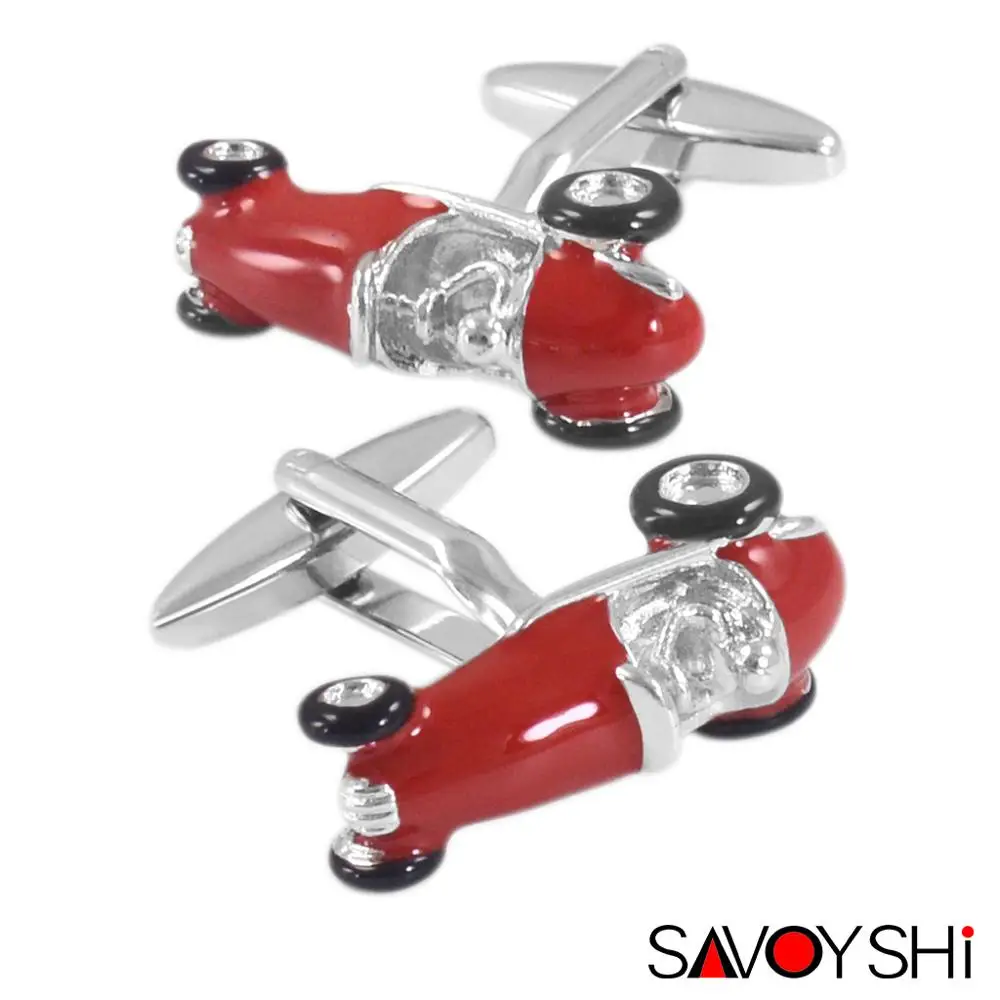 Savoyshi фирменный индивидуальный логотип, запонки для мужских рубашек, запонки, высокое качество, автомобильные запонки, ювелирные изделия новинки - Окраска металла: Red car cufflinks