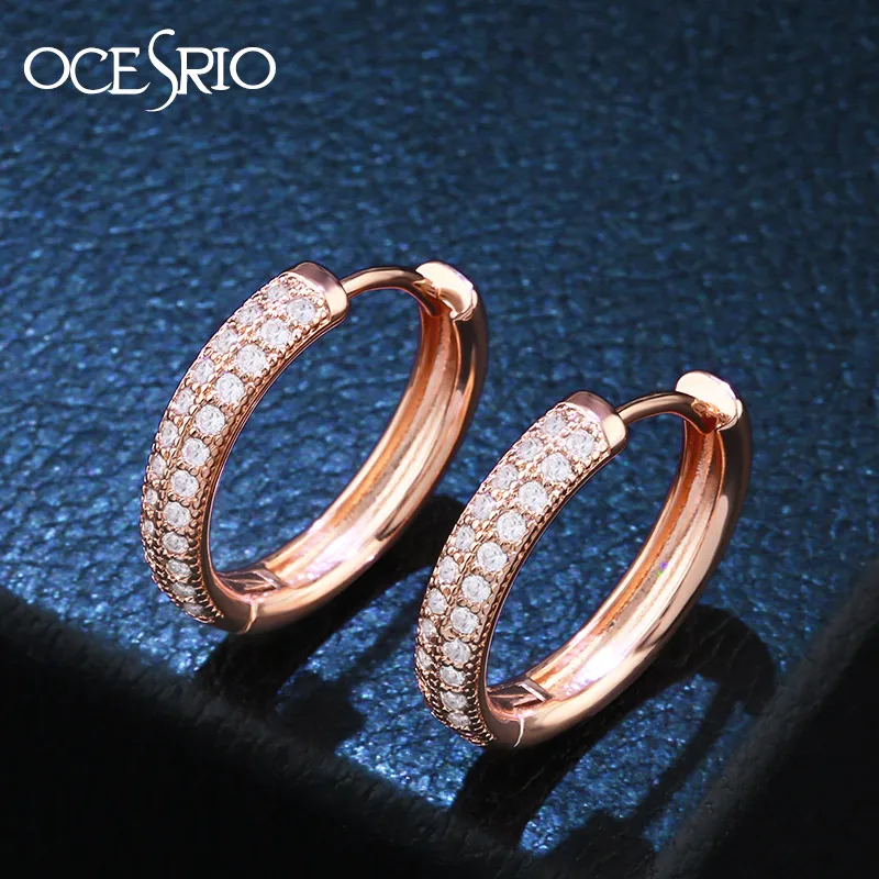 

2019 NEW Zircon Gold 585 Earrings Rose Gold Copper Hoop Circle Round Small Ring Earrings for Women Fashion Women Jewelry ers-n38