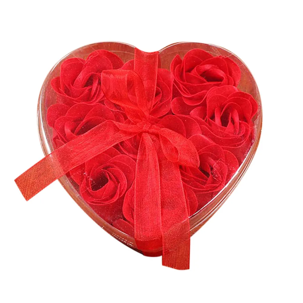 Практичное мыло с ароматом сердца для ванны, лепестки роз, свадебное украшение, подарок, подарки для роскошной ванны, 9 шт - Цвет: Red