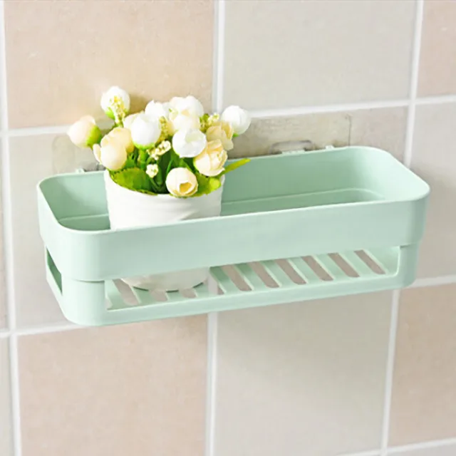 Suction Cups Bathroom Shelf Wall Rack With 2 Suckers Plastic Shower Caddy Organizer Holder Tray