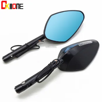 

Motorcycle Accessiores Motorcycle Universal Black Rear View Side Mirrors LED Turn Signal For KAWASAKI ZX6R ZX636R ZX7R ZX9R