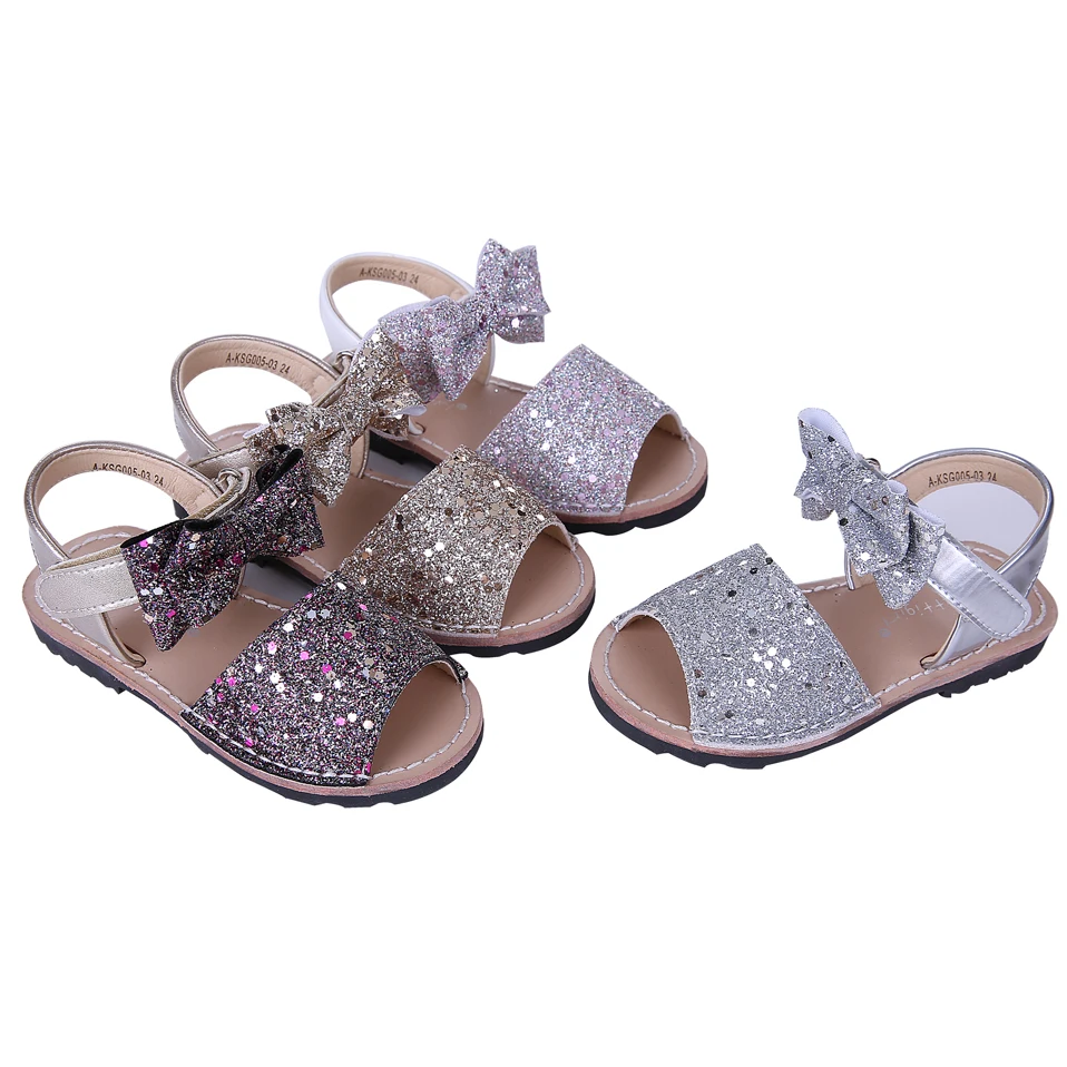 

Pettigirl 2019 Summer Princess Girls Shoes Shining Sequins Kids Flats Sandals Bow Fashion Children Shoes US Size A-KSG005-03