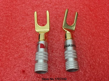 

Free Shipping 10pcs High quality Nakamichi Y/U Type Brass Speaker Plugs Audio Screw Fork Spade Connector