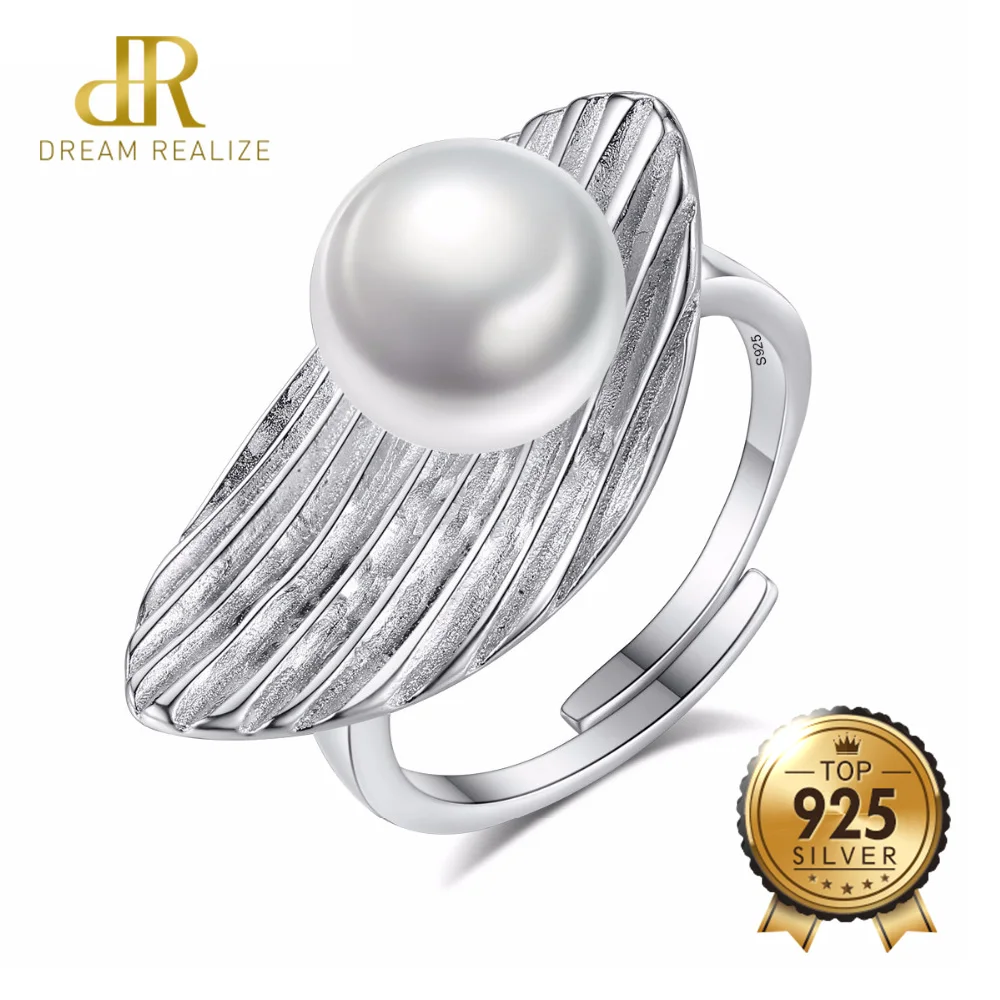 

DR Brand High Quality 925 Sterling Silver Pearls Rings for Women Fashion Jewelry Vintage Adjustable Ring Gift for Female Girl
