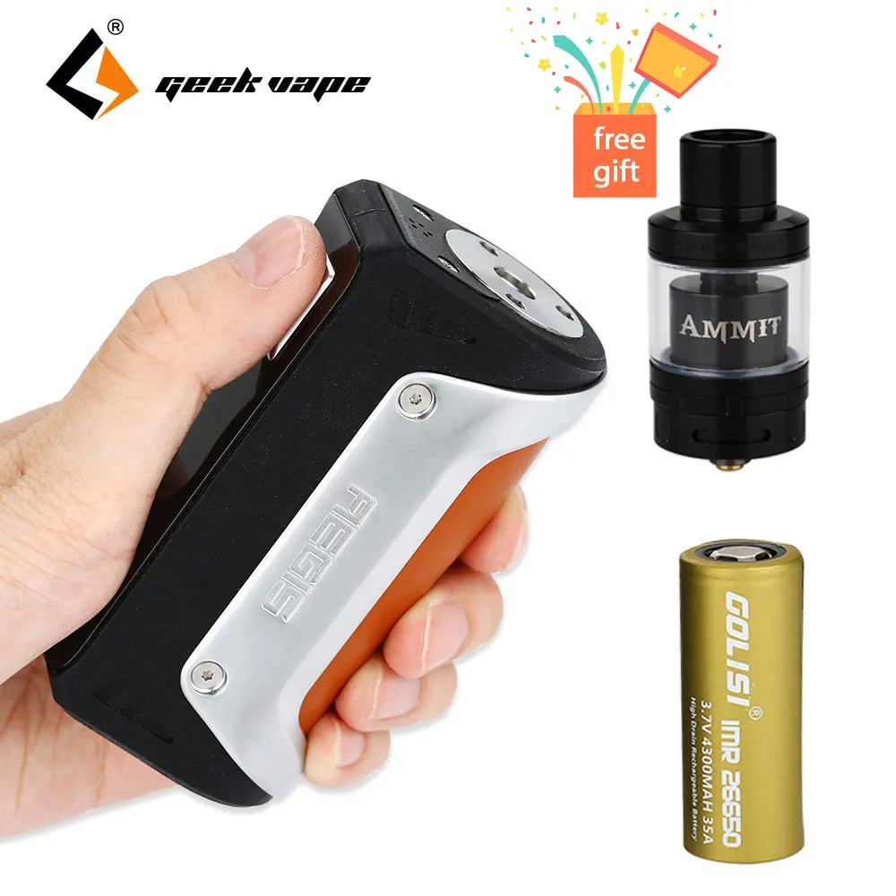 Original 100W GeekVape Aegis Mod 4300mAh Battey with 2ml/ 5ml Geekvape Ammit 25 RTA Tank Aegis TC Box MOD E cigs Vape Kit Original 100W GeekVape Aegis Mod 4300mAh Battey with 2ml/ 5ml Geekvape Ammit 25 RTA Tank Aegis TC Box MOD E cigs Vape Kit