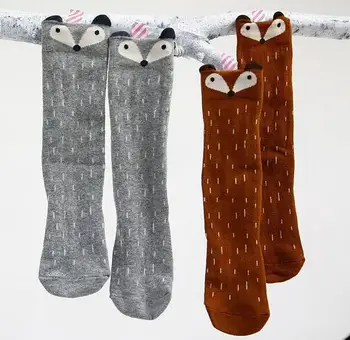

Fox design animal kids knee high socks fashion girls leg warmer 0-2years 25cm 6pair