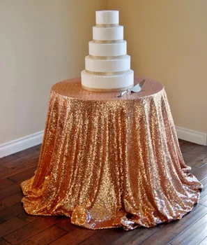 

Luxury Polyester Rose Gold 90 inch Round Sequin Table Cloth Rectangular Tablecloth for Wedding Hotel Party Christmas Decoration