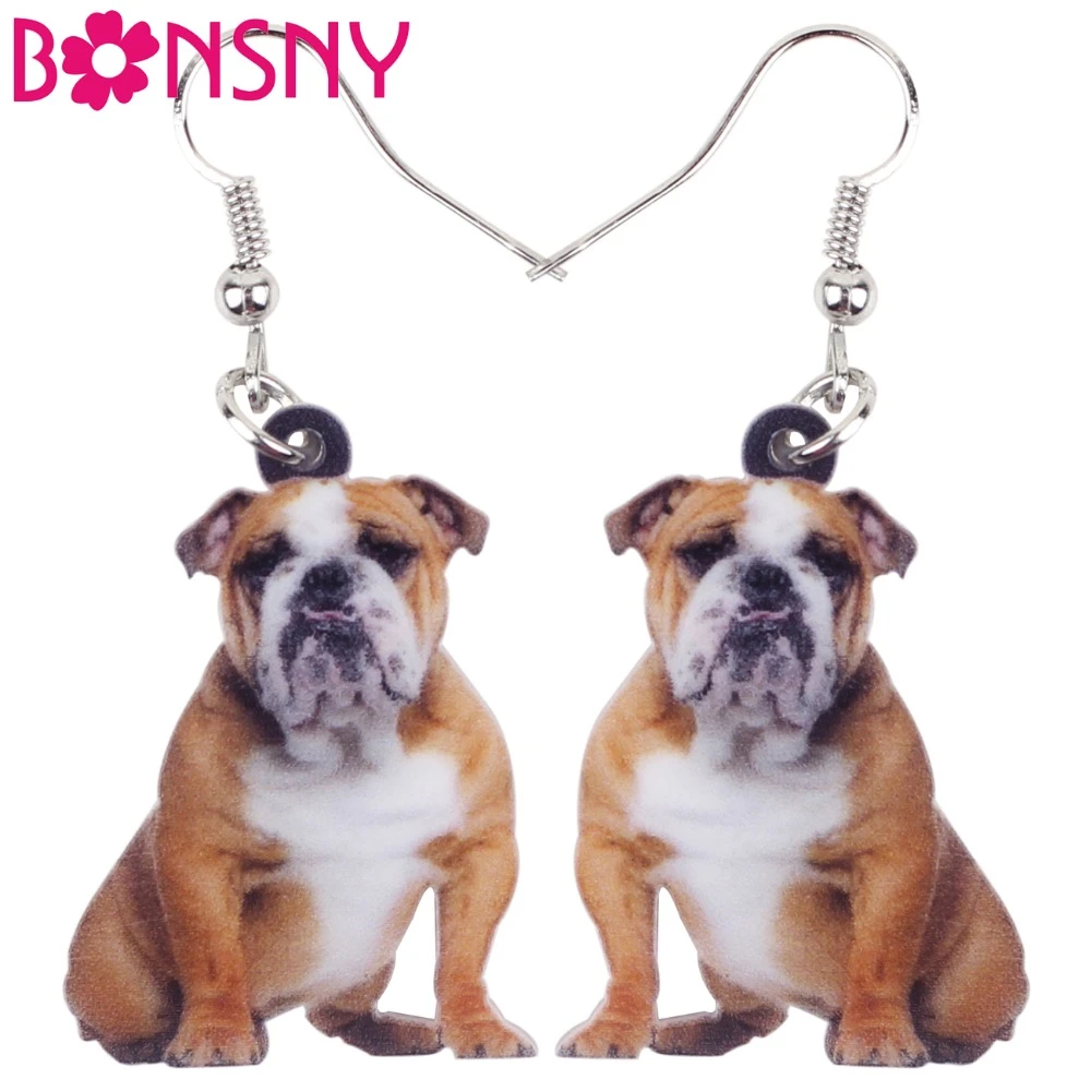 One Pair  Pit bull Dog  Acrylic Lover Drop Earrings Gift Idea