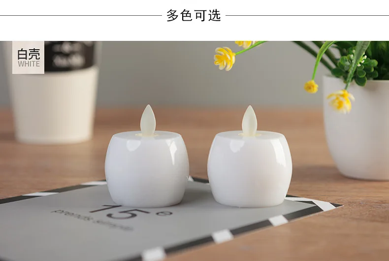 Упаковка из 6 Непламено перемещение Вика форме яблока Tealight свечах с желтым светом для партии украшения - Цвет: white body