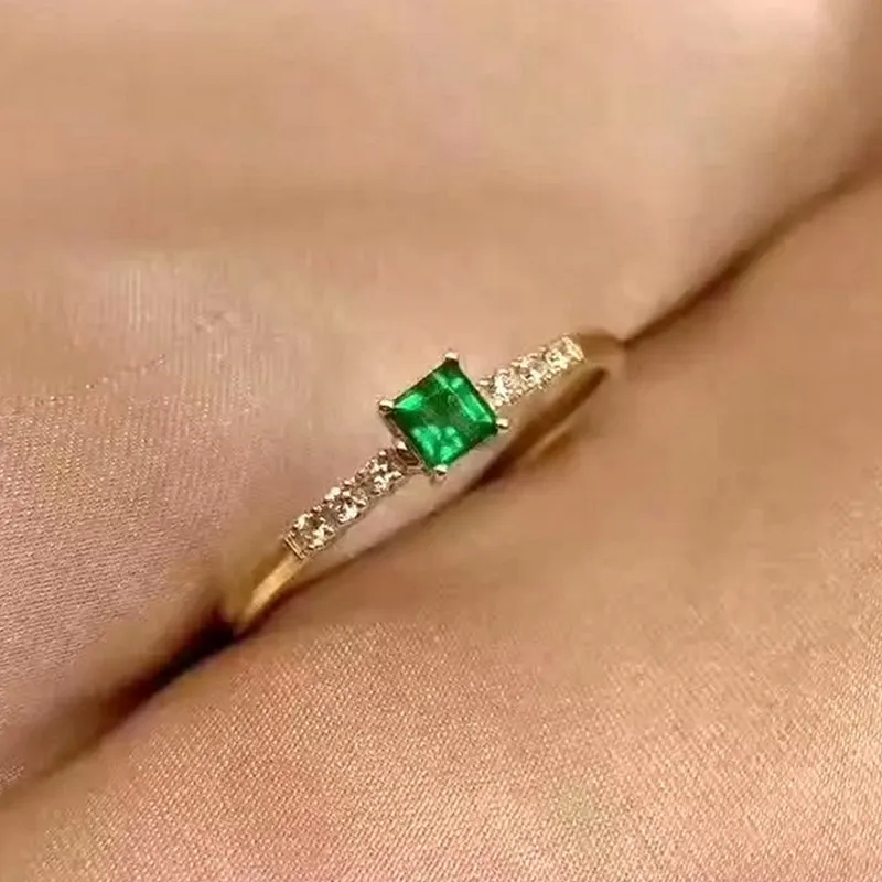 

Natural Colombia emerald Rings gold plated 925 sterling silver Natural 3*3mm green gemstone Ring classic fine Jewelry for women