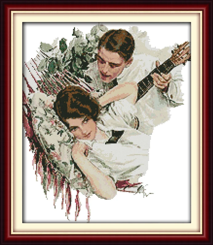 

Hot Tweedle cotton DMC home decor canvas people Cross Stitch kits 14ct white 11ct print embroidery DIY handmade needlework wall
