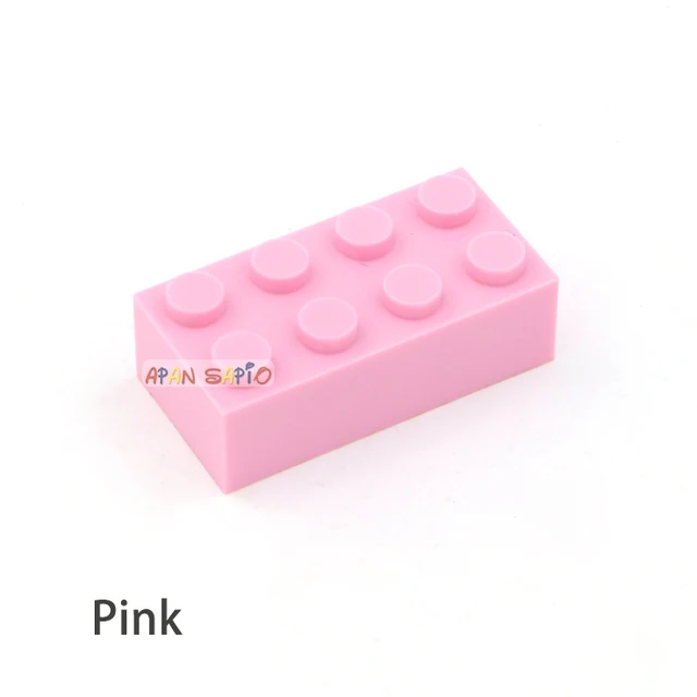 40pcs DIY Building Blocks Thick Figures Bricks 2x4 Dots Educational Creative Size Compatible With 3001 Plastic Toys for Children Pink 40pcs