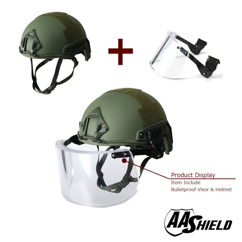 AA щит баллистический ACH High Cut Тактический Защитный шлем пуленепробиваемая стеклянная маска бронежилет арамидный сердечник NIJ IIIA 3A комплект OD
