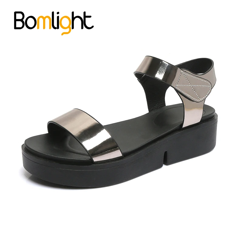 

Bomlight 2019 Summer Gladiator Women Sandals Hook Loop Mujer Shoes Casual Sandals Women PU Leather Shoes