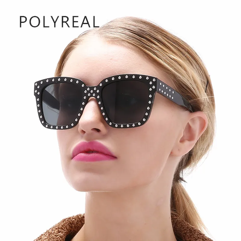 POLYREAL Модные Винтажные Квадратные Солнцезащитные очки Брендовые дизайнерские негабаритные солнцезащитные очки стимпанк Ретро Мужские