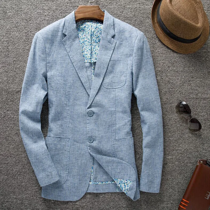 

2019 new arrival spring and summer outerwear thin large suit male casual single slim linen men plus size M L XL 2XL 3XL 4XL