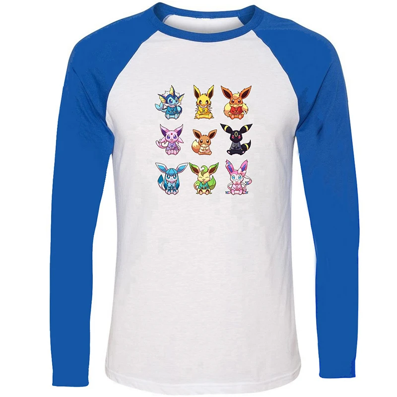 Мужская футболка с принтом Pokemon Espeon Glaceon Jolteon Leafeon хлопковая длинными рукавами |