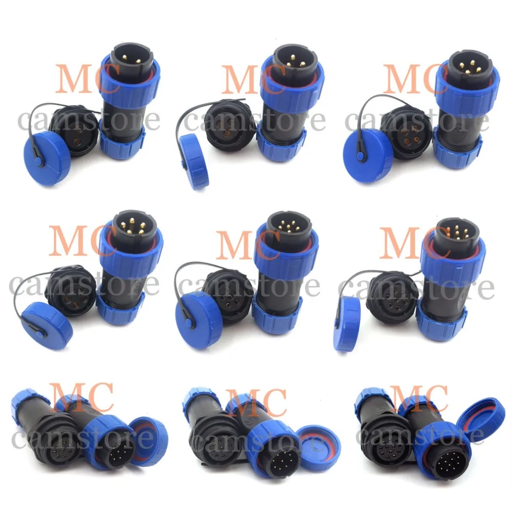 SP21 2 3 4 5 6 7 8 9 10 12 pins waterproof connector aviation power cable connections electric solder wire connectors plug | Обустройство