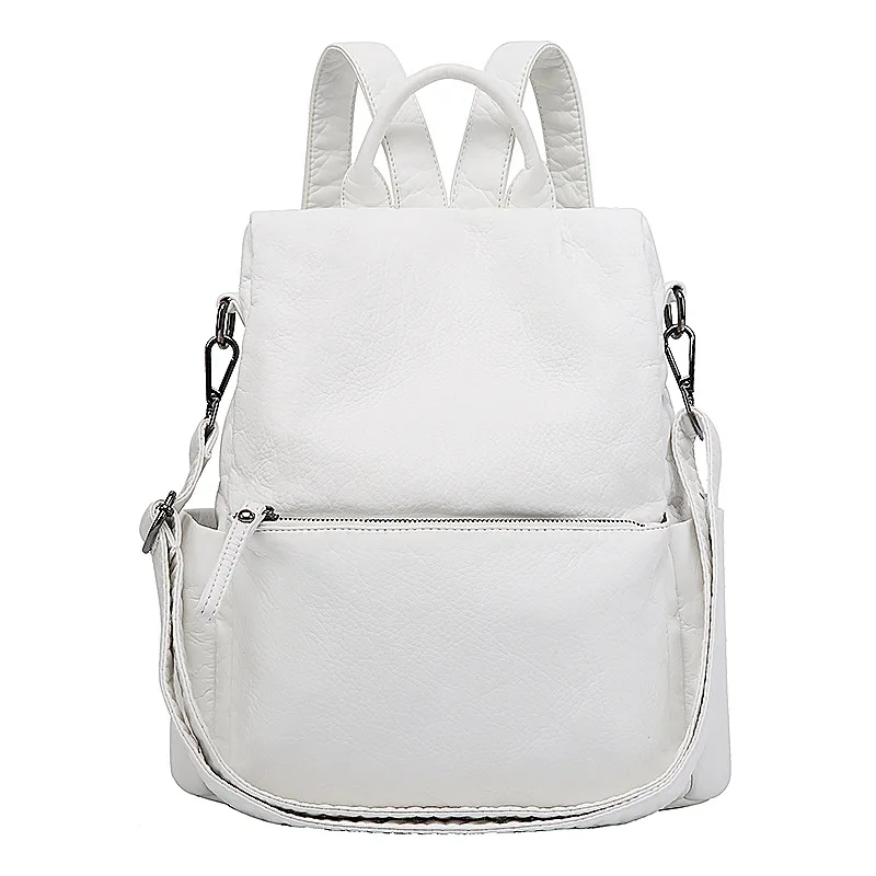 Высококачественный Женский рюкзак из искусственной кожи, противоугонные роскошные белые женские рюкзаки для путешествий, женская сумка на плечо - Цвет: Белый