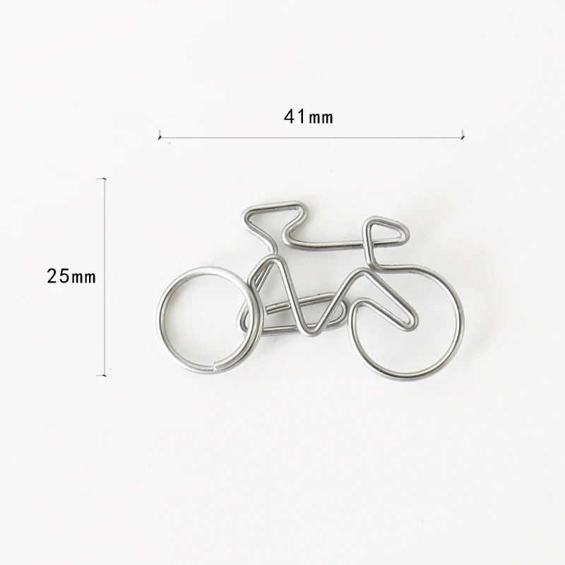 TUTU 10Pcs Cute Decorative Bicycle Shaped Paper Clips Scrapbook Memo Clip Metal Binder Paperclips Bookmark Stationery H0318