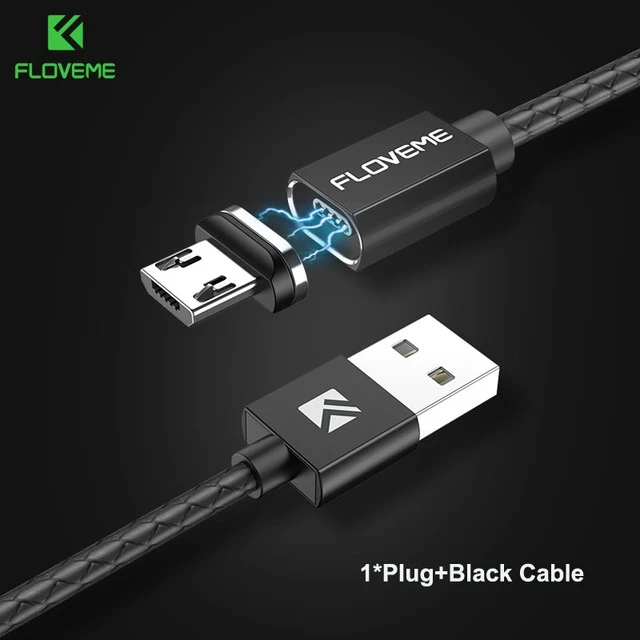 FLOVEME Магнитный Micro USB кабель для samsung S6 S7 Edge телефонный кабель 3A Быстрая зарядка зарядное устройство магнит Microusb Кабели для мобильных телефонов - Цвет: Черный