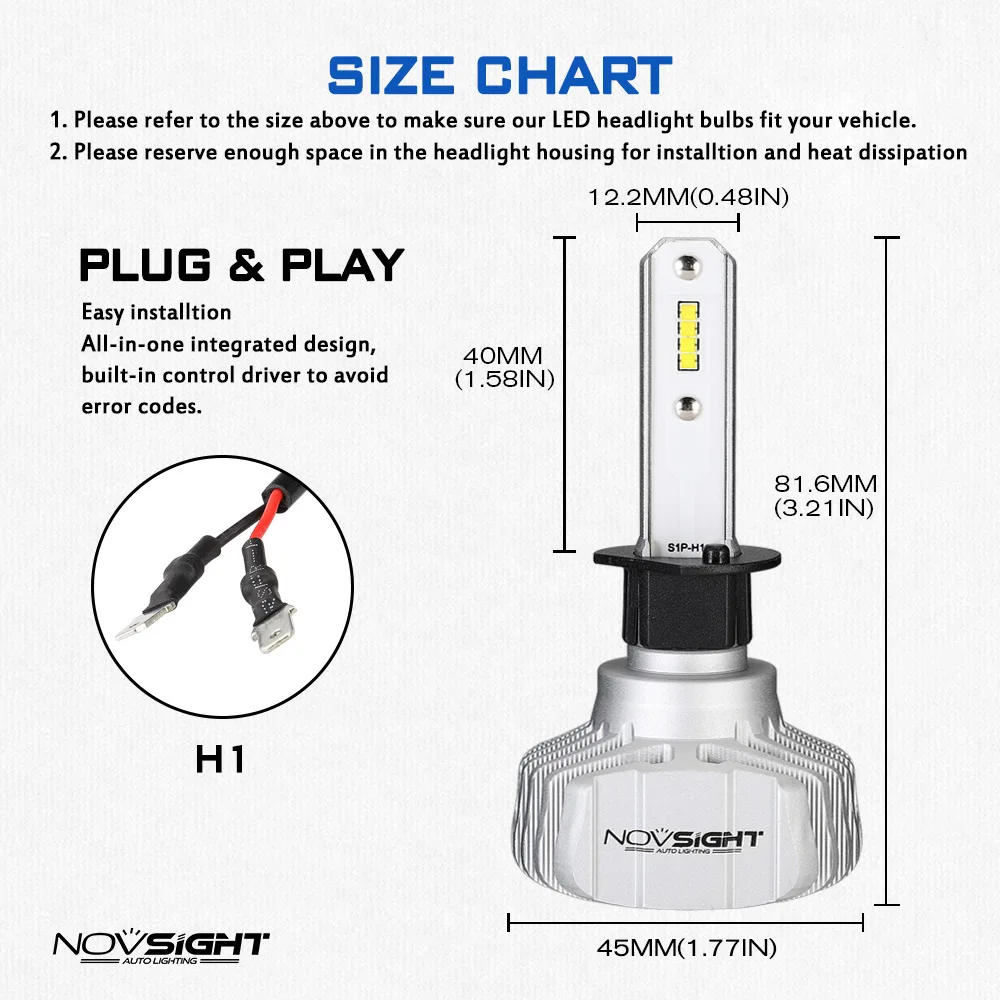 Автомобильные фары головного света NOVSIGHT, цоколь H4, дальний/ближний свет, светодиодные лампы H7, H1, H3, H8, H9, H11, H13 9005, 9006, 9007, м