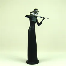Abstract Female Violin Player Sculpture Handmade Resin Violinist Statuette Music Ornament Craft for Home Office and