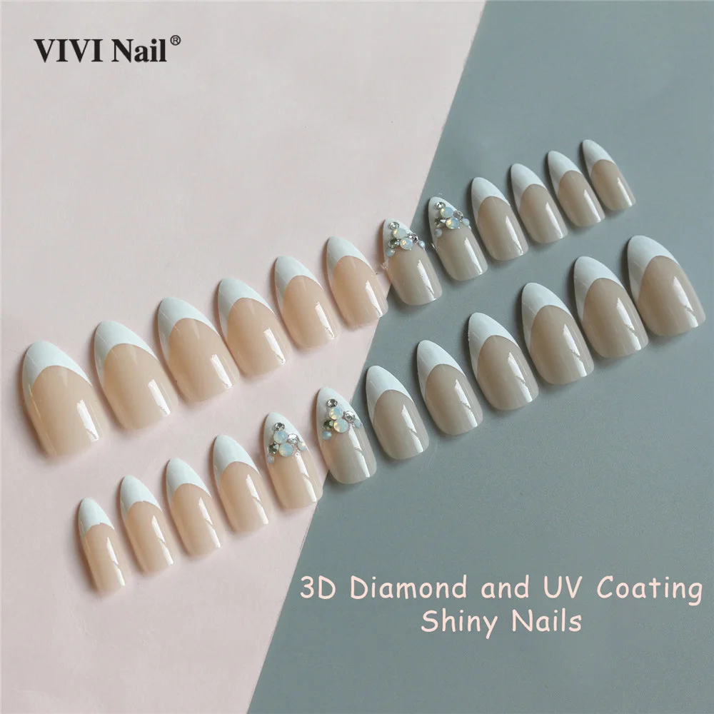 

Press on French False Nails in Box Buy 1 Get 4 Free Full Cover Crystal Fake Nail Tips Artificial ABS Nail Art