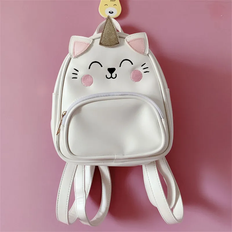 

Cute Cat Design Backpack PU Embroidery Kitty Casual Backpacks PU Leather Schoolbags Travel Back Pack Women Bolsa Feminina