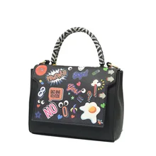 Cute Graffiti Ladies Hand Bag 2016 New Stylish font b Handbag b font Lovely Cartoon Designer