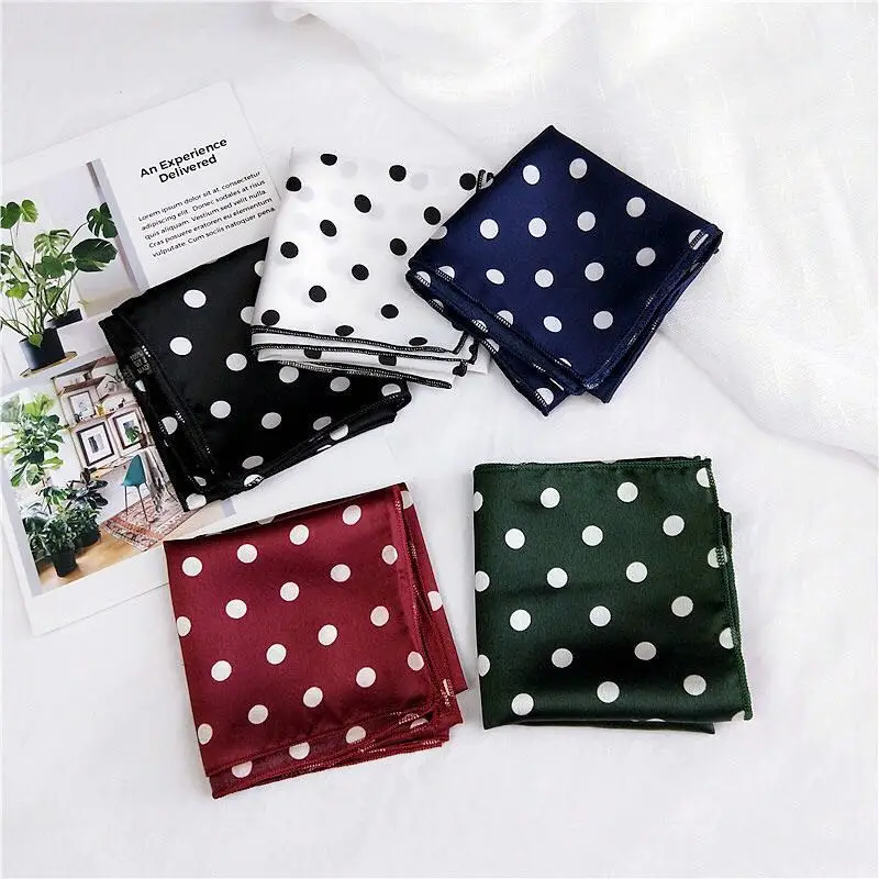 

50X50CM Fashion Women Square silk Scarf All-match Wraps Elegant Dot Head scarf Neck scarves Hair&Tie Band Neckerchief foulard
