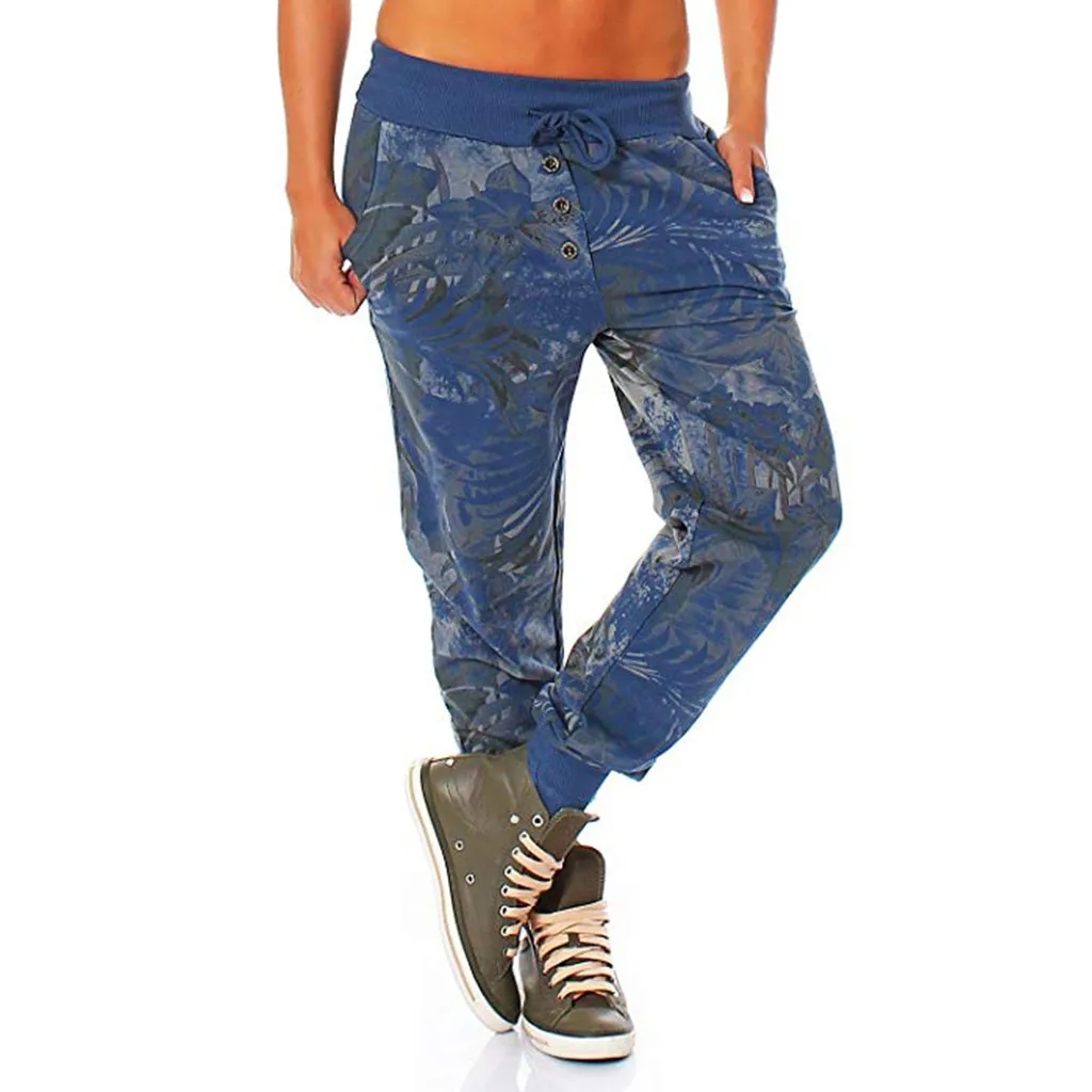 Свободные женские брюки размера плюс 5XL с принтом в виде джунглей; брюки с карманами; брюки для бега; спортивные брюки для отдыха; брюки;